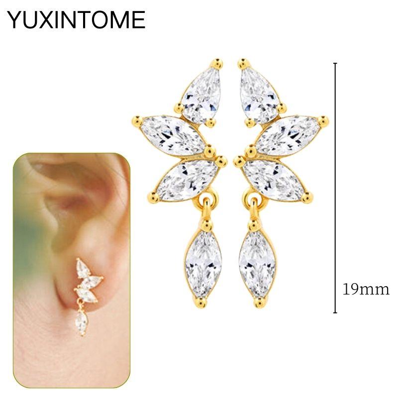925 Silbernadel Exquisite Weiße Zirkon Steckerohrringe für Damen Geometrische Lange Kette Quaste Ohrringe Luxuriöser Schmuck