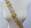 RM-801 Handmade Rhinestone Lace Trim Applique Sequin Beaded Trim for Dress