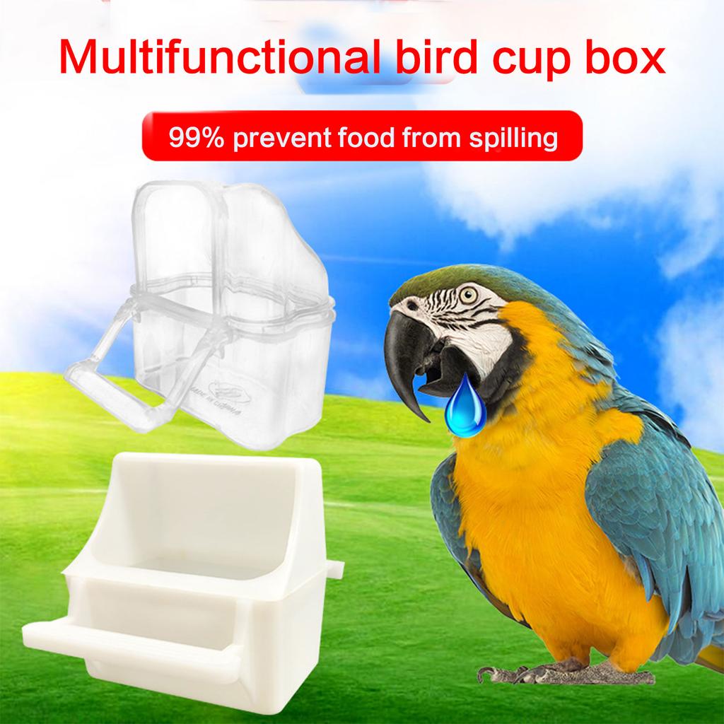 Hanging Bird Feeders for Cage Plastic Food Container with Perch for Parakeets