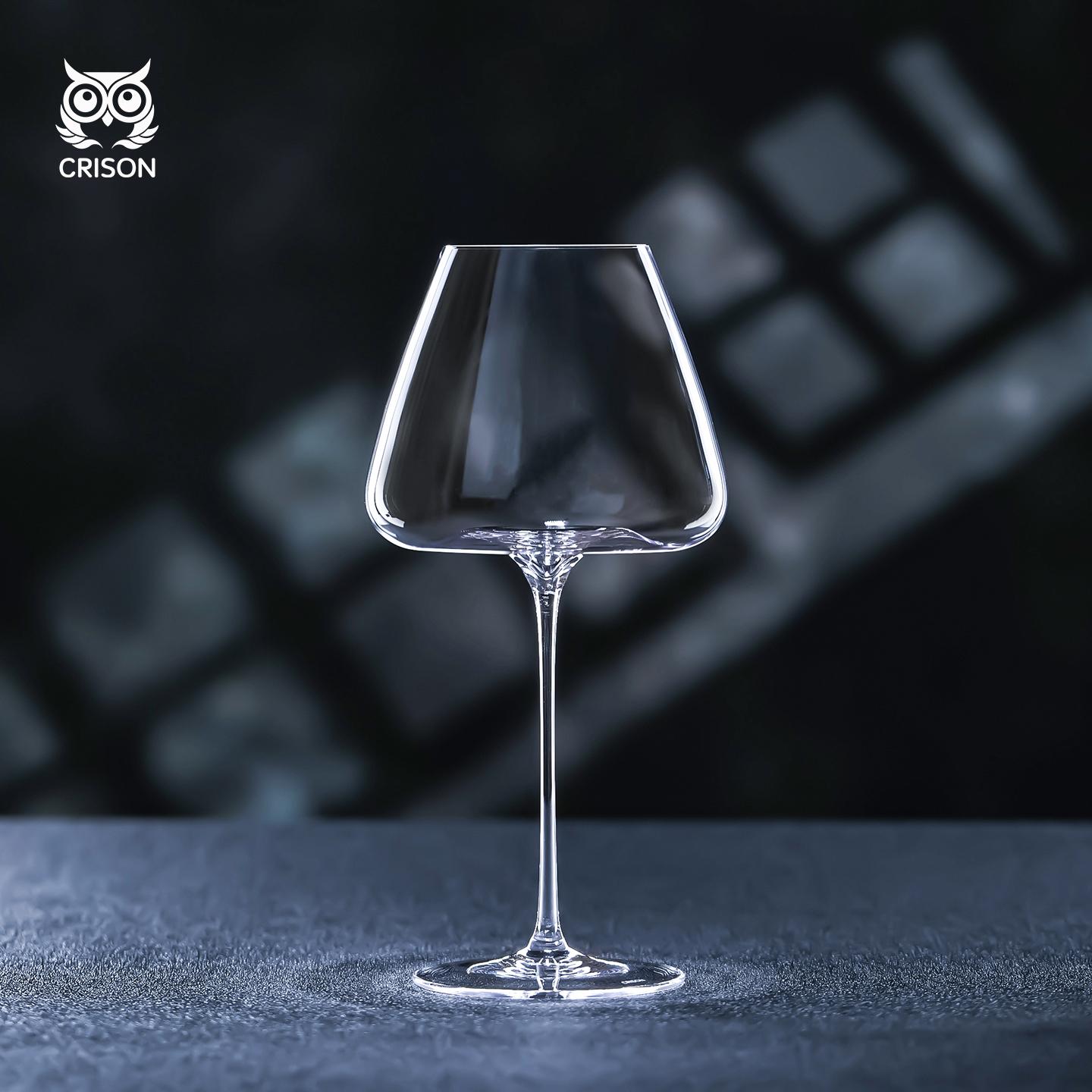 

PNT01 CRISON Concave Bottom Handmade Red Wine Glass Ultra-Thin Crystal Burgundy Bordeaux Goblet Art Big Belly Tasting Cup 735ml