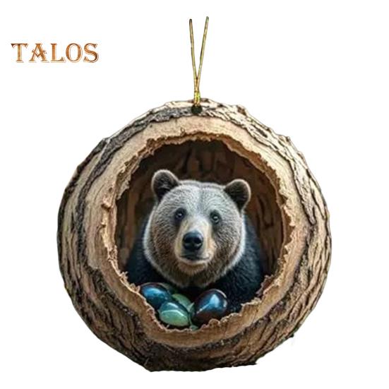 Weihnachtsschmuck mit Tiermotiv, 2D-Acryl, Cartoon-Waldtier, Weihnachtsbaum-Hängedekoration für die Feiertage und zu Hause