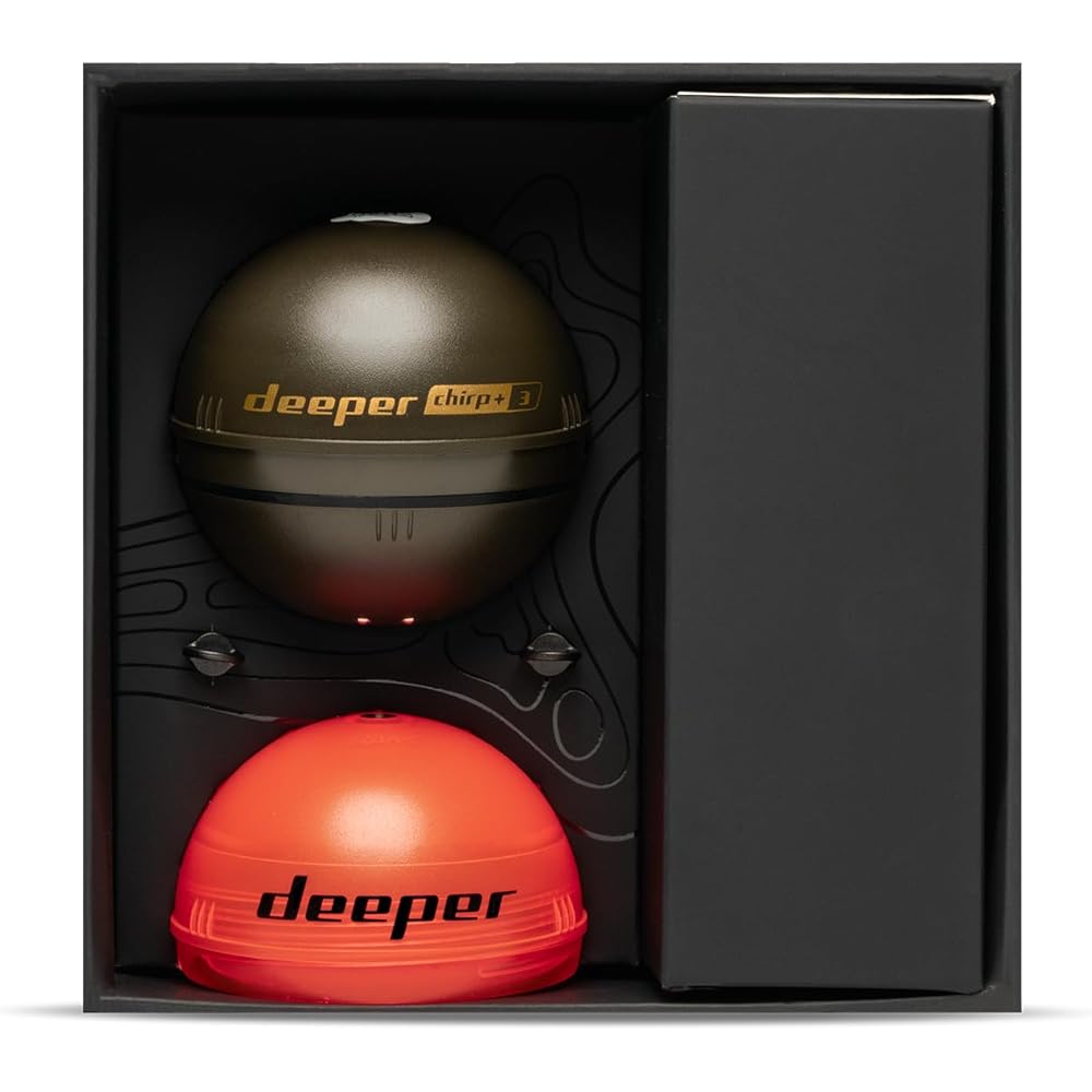 Bezdrátový chytrý sonar Deeper CHIRP+ 3 s 3D mapováním hloubky, vestavěnou GPS, technologií CHIRP, rychlým nabíjením, výdrží baterie až 15 hodin, Wi-Fi