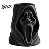 Ghost Face Ornament Halloween Candy Bucket 3D Printed Trick or Treat Snack Holder Bucket Spooky Screaming Desktop Organizer for Indoor Home Holiday