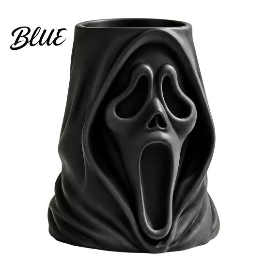 Ghost Face Ornament Halloween Candy Bucket 3D Printed Trick or Treat Snack Holder Bucket Spooky Screaming Desktop Organizer for Indoor Home Holiday