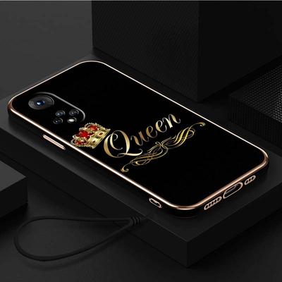 Luxury Plated TPU Phone Case With Lanyard for Huawei Y6P Y7 Y9 Prime 2019 Y9S Honor 70 90 Lite X7A X9A 5G Cases A30 King Queen Couples Cover
