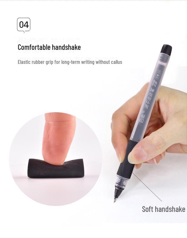 Snow White Quick-Dry 0.38mm Liquid Ballpoint Pen, Refillable, Large-Capacity for Office & Study