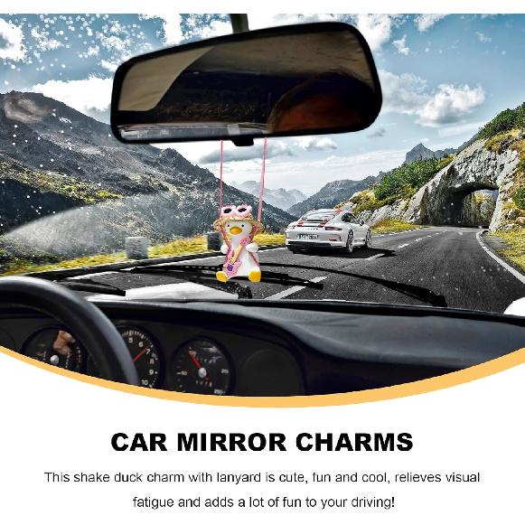 Cool Swinging Duck Car Hanging Ornament, Swing Duck Pendant Rearview Mirror Decoration, Cute Swinging Ducks Interior Mirror Hanging Accessories for