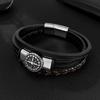 E-commerce Leather Bracelet Men's Stainless Steel Personalized Design Octagonal Star Multi-layer Woven Titanium