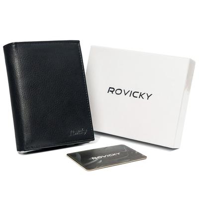 Men's Vertical Foldable Wallet with a Zipper Pocket, Genuine Leather - Rovicky