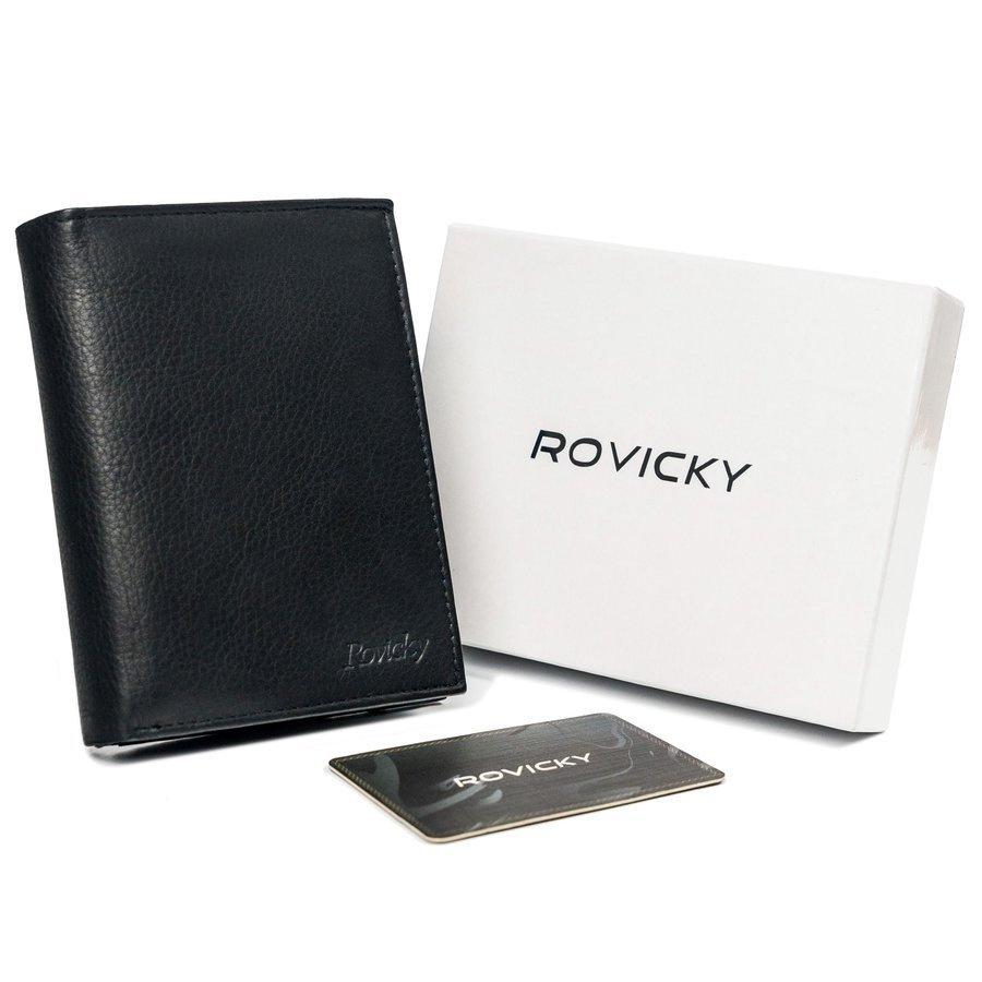 Men's vertical foldable wallet with a zipper pocket, genuine leather - Rovicky