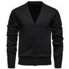 New Autumn and Winter Men's Casual V-neck Sweater Jacket Korean Style Handsome Solid Color Plus Velvet Warm Men's Knitted Sweater