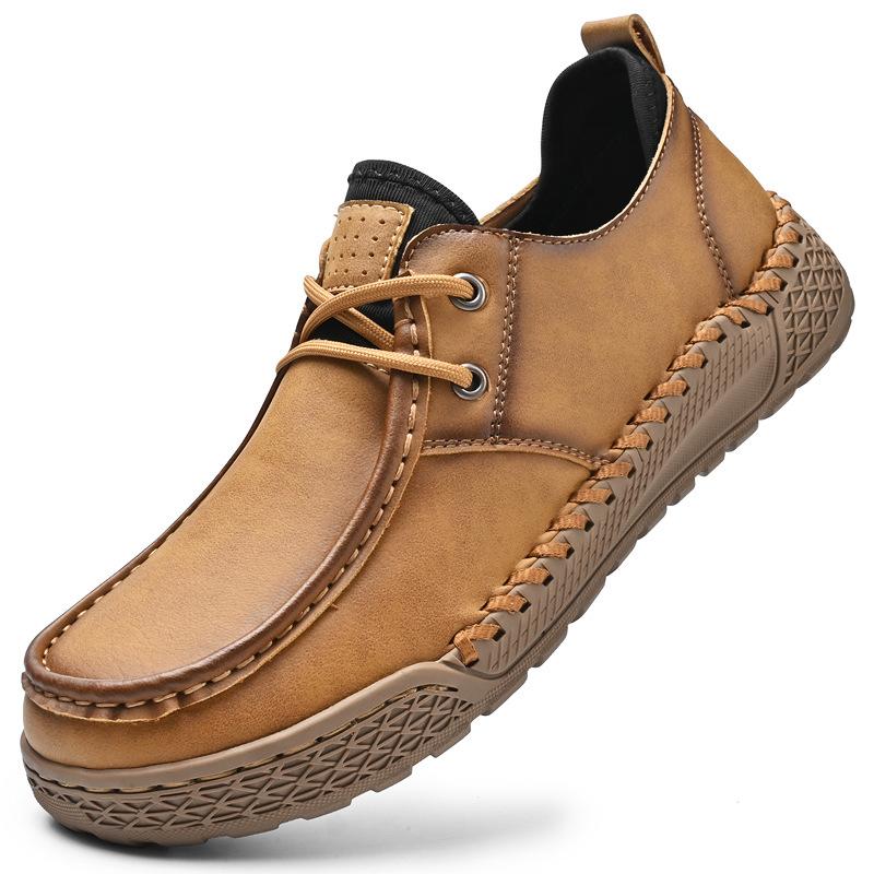 2025 new 2025 hand-stitched men's shoes popular casual men's leather shoes low-top large-size loafers