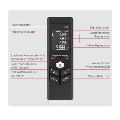 Rankinis nuotolio ieškiklis skaitmeninis mini atstumo matuoklis Lazerinis atstumo matuoklis, nešiojamas elektroninis