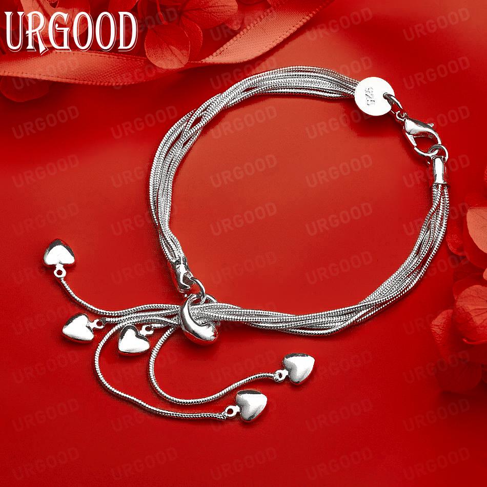 Браслет Сердце Змеи из стерлингового серебра 925 пробы Модные украшения 20CM