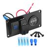 12-24V Blue LED Rocker Switch Panel with Dual USB Port Voltmeter for Car RV Marine Boat