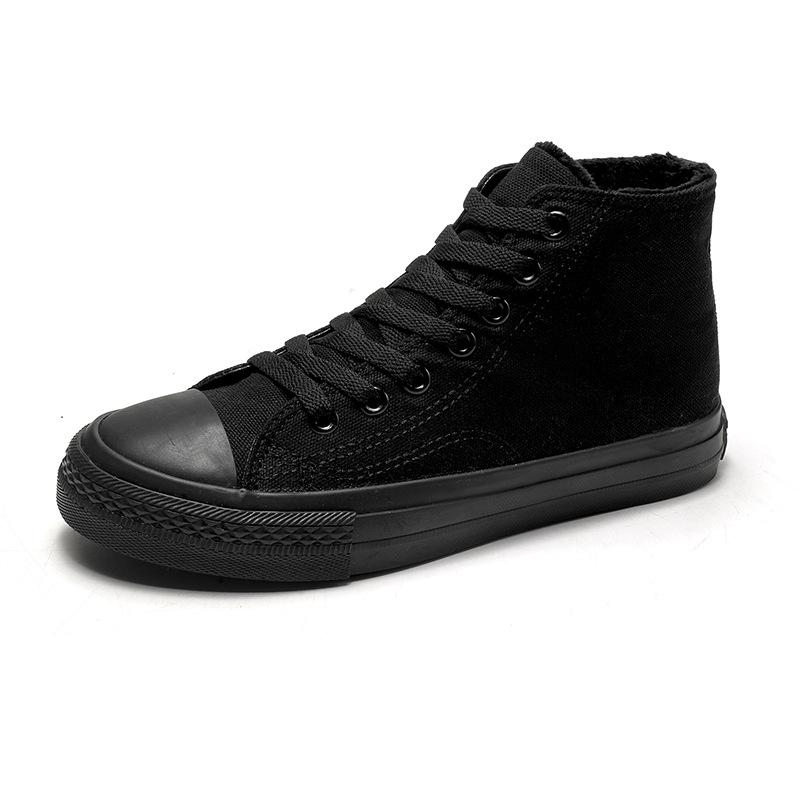 High-top men's shoes velvet canvas shoes men's autumn and winter new versatile warm two cotton shoes men's casual board shoes