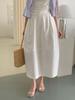 Elegant White High-Waisted A-Line Midi Skirt for Women - Slimming and Large Hem for Spring/Summer