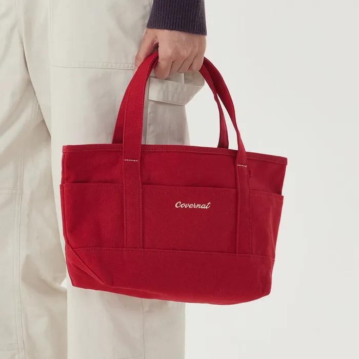 Clover Heart Mini Canvas Tote Bag Red