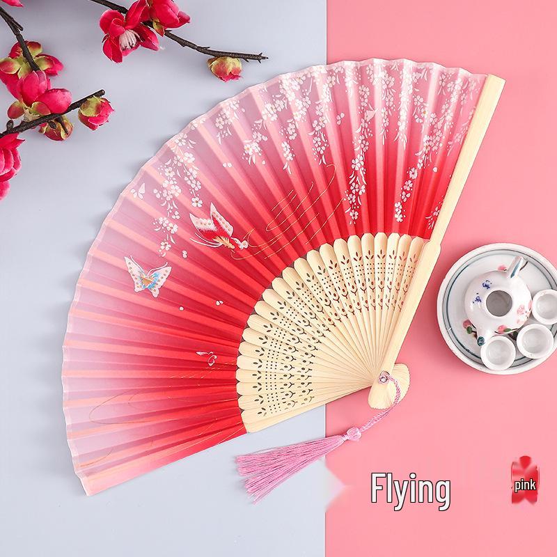 Ancient-Style Chinese Folding Fan for Hanfu, Qipao, Dance - Portable Summer Fan for Women, Kids, Students