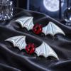 Gothic Hair Clip Set of 2 with Bat Wing Shape and Raised Red Eyeball Decors, Cosplay Barrettes for Theme Party, Stage Show and Party Photo