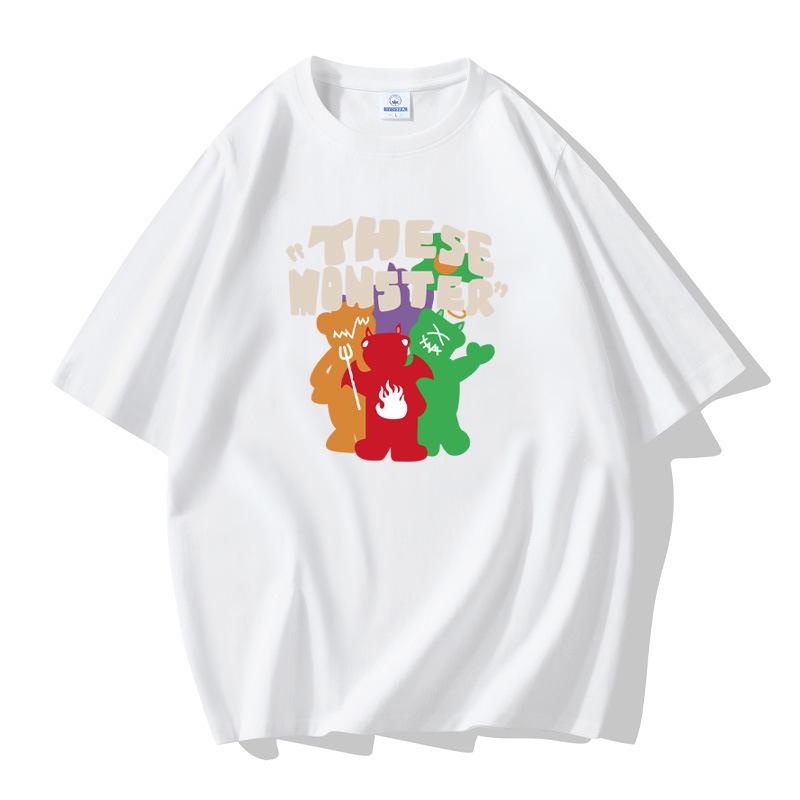 

Little Monsters Pattern Men s Short Sleeves Loose Tee 100% Cotton T-shirt Large Size XL білий