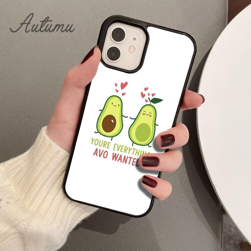 Cute Avocado Cartoon Phone Case for iPhone 11 12 13 14 Pro Max Mini X XR XS SE 2020 6S 7 8 Plus Samsung Galaxy S21 S22 Shell