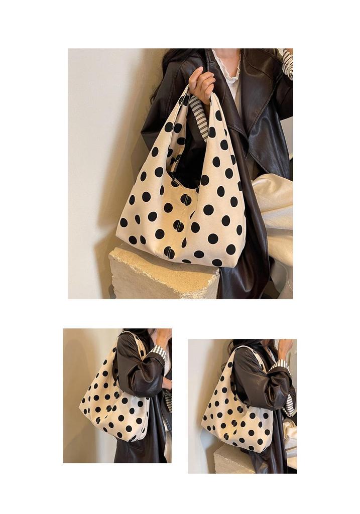 Niche Polka Dot Women's Single Shoulder Bag, Versatile Color Block Design, Large-Capacity Korean Style Underarm Bag