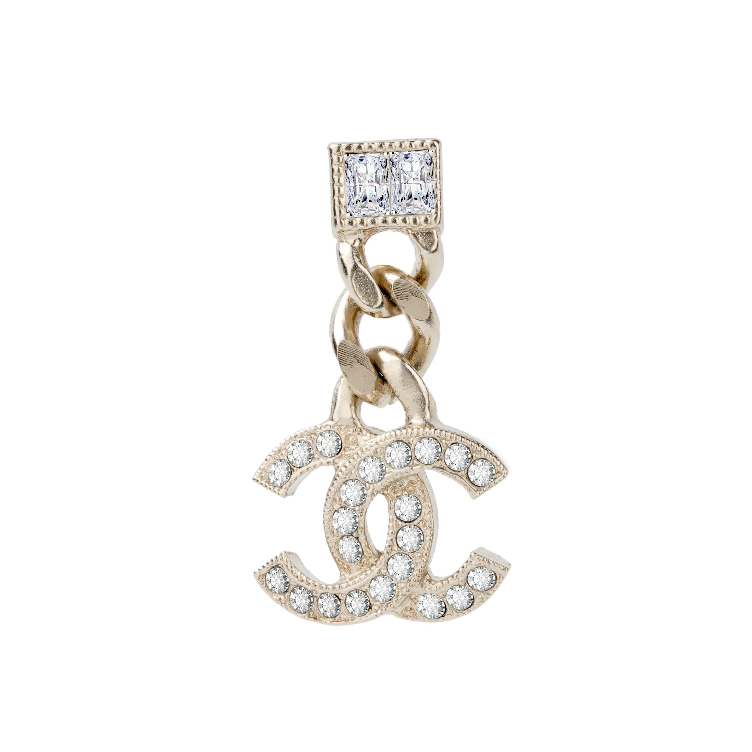 

Chanel Double C Full Diamond Long Metal Earrings Women Earrings AB9352-B09078-NK203 Box+Padding Board,F,Gold