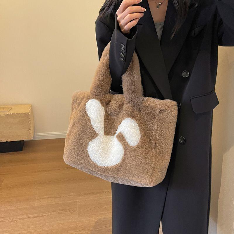 New Autumn and Winter Plush Bag Tote Bag Shoulder Large Capacity Commuter Fashion Women's Plush Bag
