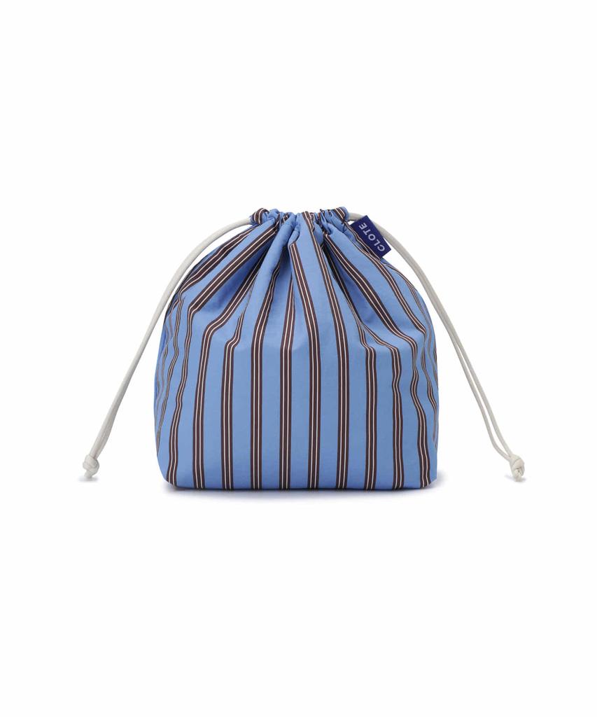 Clote String Pouch - Striped Dark Blue