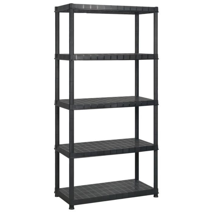 Storage Shelf - VIDAXL - 5 Levels - Black - 170x40x185 Cm - Plastic