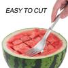 Choxila Watermelon Fork, Watermelon Slicer Cutter, 2-in-1 Fork Stainless Steel Fruit Cutting Artifact for Family Parties and Camping