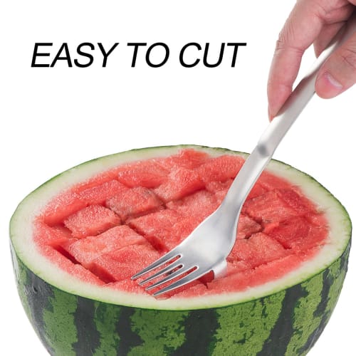 Choxila Watermelon Fork, Watermelon Slicer Cutter, 2-in-1 Fork Stainless Steel Fruit Cutting Artifact for Family Parties and Camping
