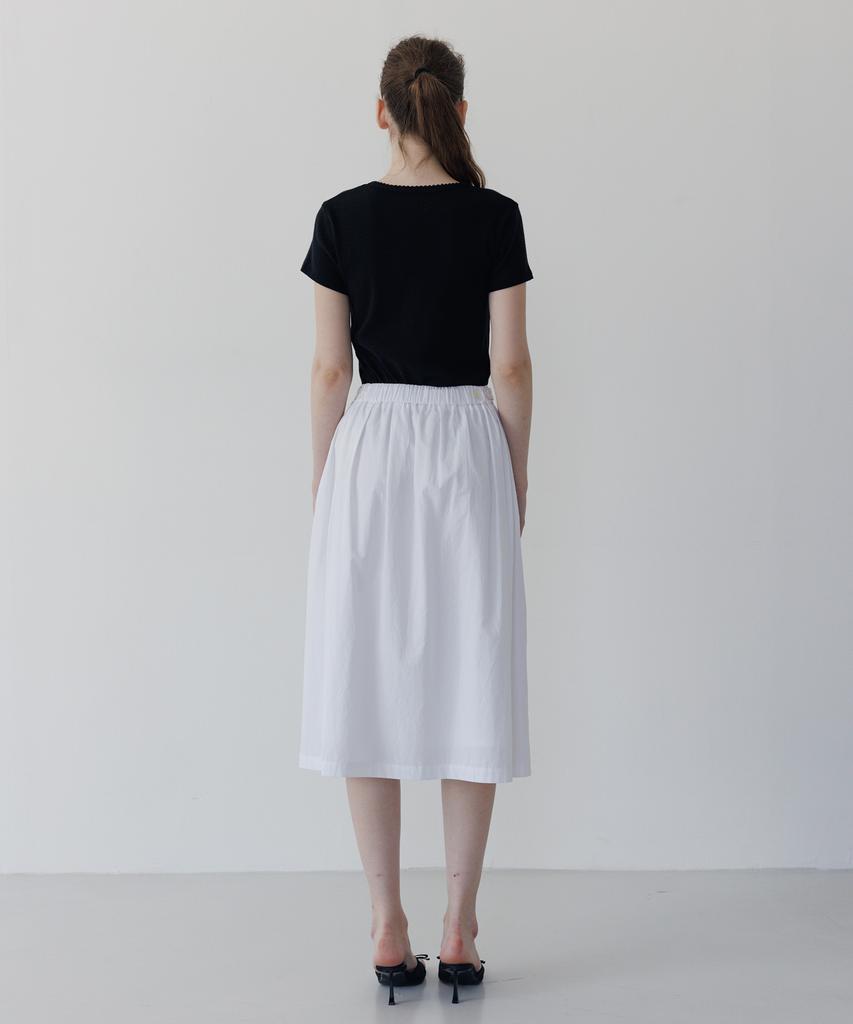 Tudument Shirring Long Skirt Ivory