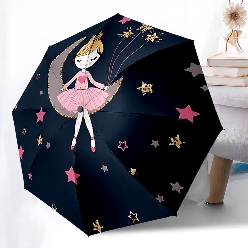 

Ballet Girl Themed Folding Umbrella Fashion Auto-Open 8 Iron Ribs Plastic Handle Foldable Sunshade Perfect Christmas Gifts