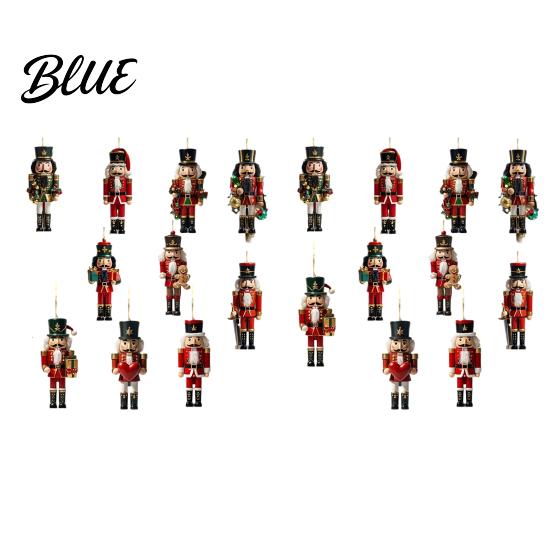 Indoor Christmas Fireplace Decorations Nutcracker Ornaments Durable Wooden Hanging Figurines Country Style Assorted Soldier Figures Decorations,