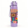 1PC Color Block Patchwork Art Print 750ml Color Plastic Sports Water Bottle Leakproof Flip Straw Lid Suitable for Sports Office Home Use