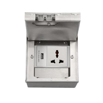 Embedded Invisible Floor Socket Stainless Steel Marble Style Universal Three Hole Flat USB Charging Power Socket