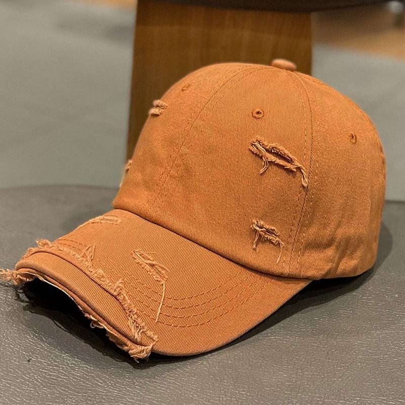 Ins Solid Color Old Ripped Cap Children Spring and Summer Fashion Versatile Street Sunshade Curved Brim Baseball Cap