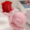Valentine’s Day Bear Ornament with Preserved Rose Holding Eternal Flower Flocking Bear Decoration Wedding Anniversary