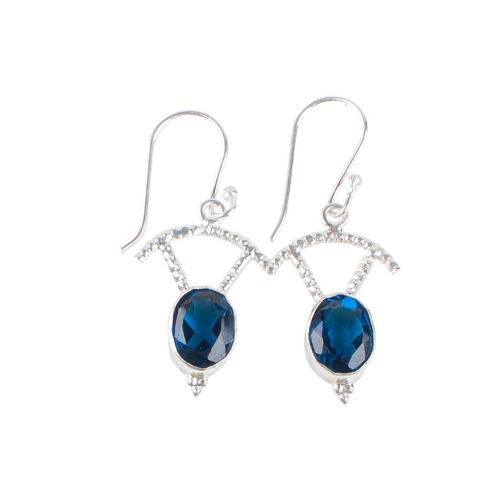London Blue Topaz Gemstone 925 Sterling Silver Jewelry Drop/Dangle Earrings1.50" EE-51-5