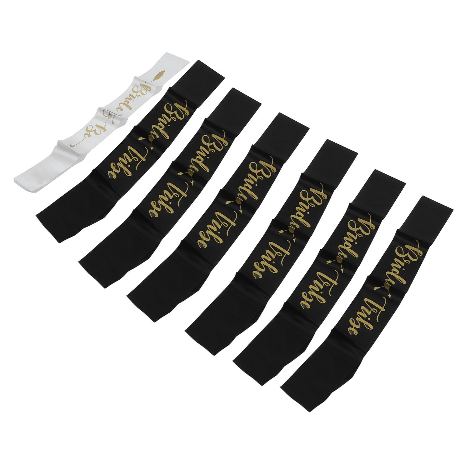 

8Pcs Bride Bridesmaid Sash Gold Letters Hypoallergenic Material Wedding Bride to Be Sash Set for Wedding Parties Black чорний білий колір