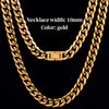 KRKC  Jewelry 8mm 10mm 12mm 18K Gold PVD Stainless Steel Miami Cuban Link Necklace Fold Over Clasp Mens Chains