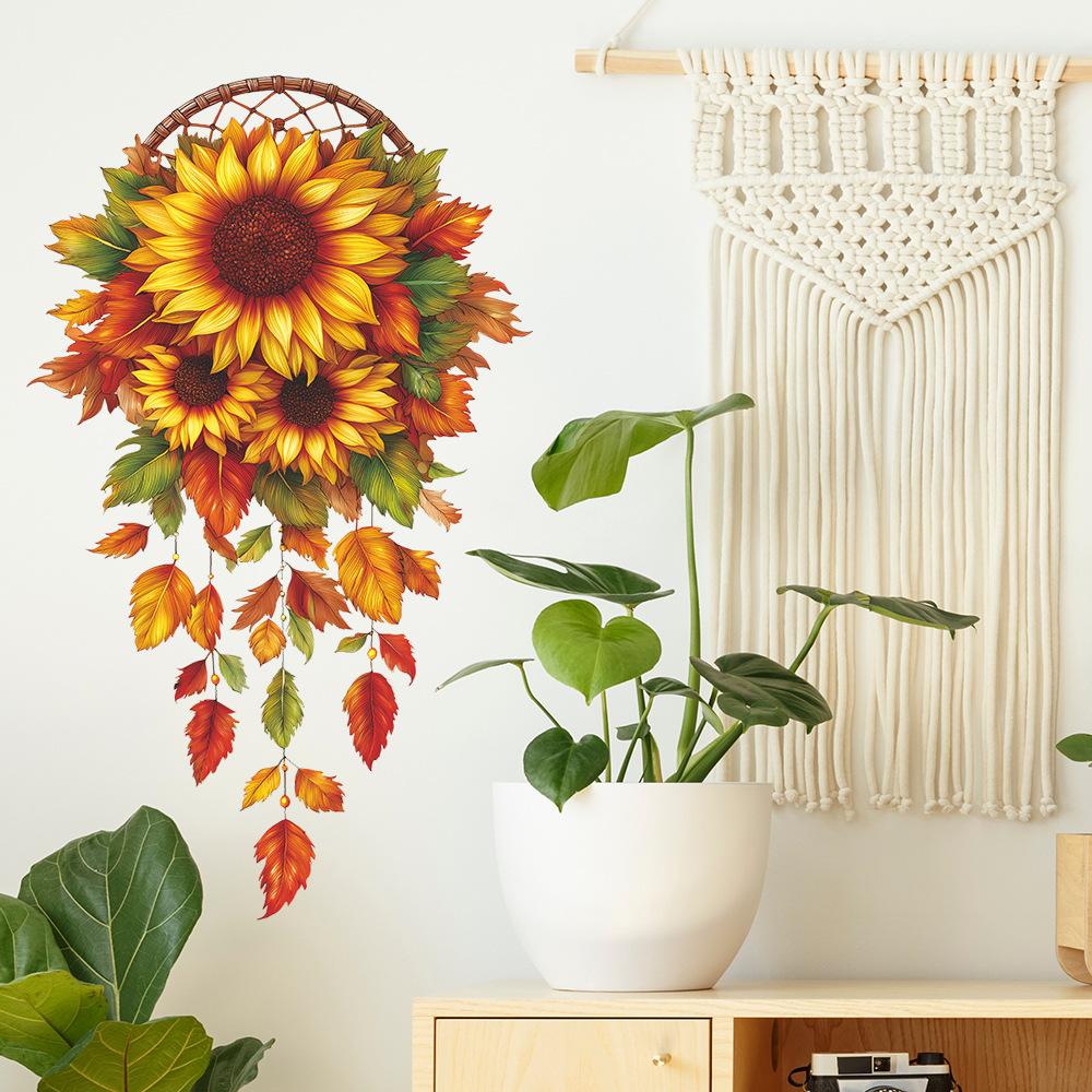 Creative Autumn Sunflower Dreamcatcher Bedroom Background Wall Sticker Home Decor