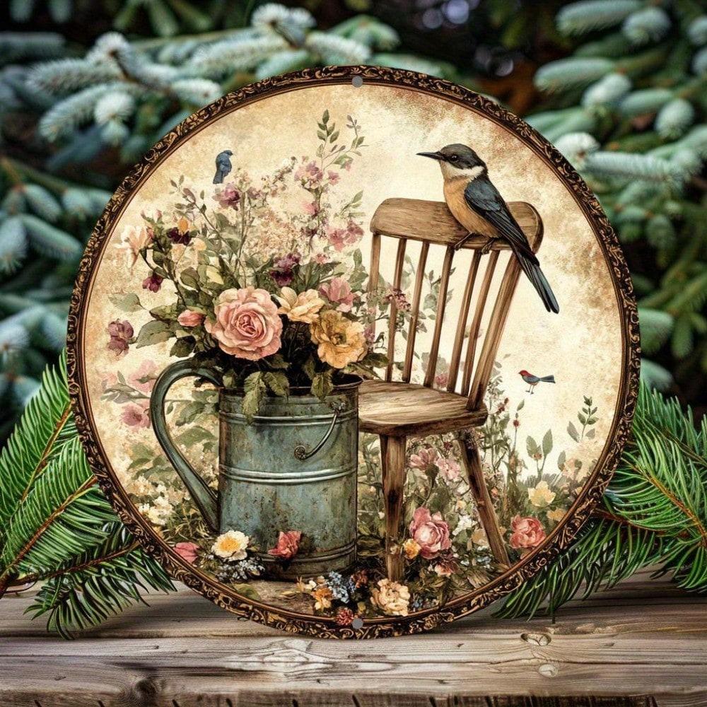 

Vintage Metal Wall Art 8x8 Inch Rustic Floral Kitchen Decor 20x20 разноцветный