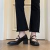 Sheepskin version~ Mary Jane high heels women's thick heels professional commuting comfortable versatile small leather shoes cross strap single shoes
