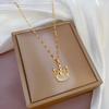 Titanium Steel Light Luxury Full Diamond Micro-Inlaid Zircon Luxury Love Crown Necklace Copper Electroplated Real Gold Pendant
