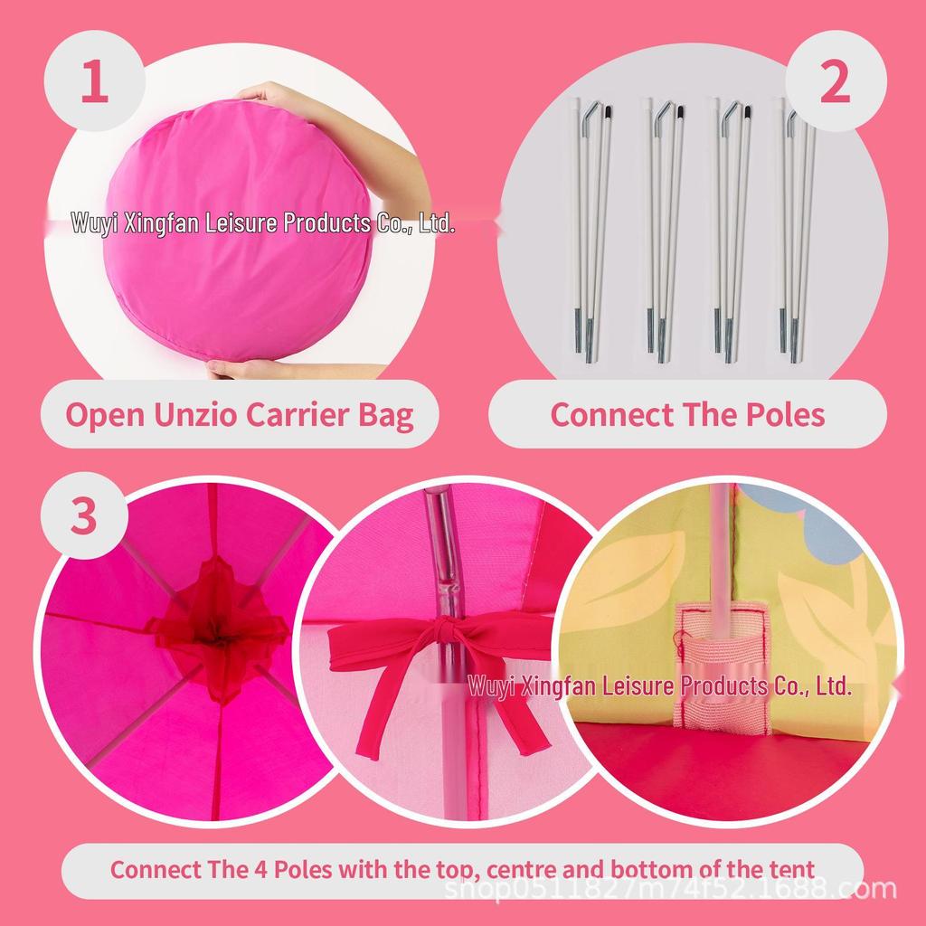 Pink Princess Castle Play Tent for Kids - Indoor Yurt Playhouse