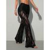 Pantaloni Lunghi da Donna in Pizzo Trasparente a Zampa Slim Fit