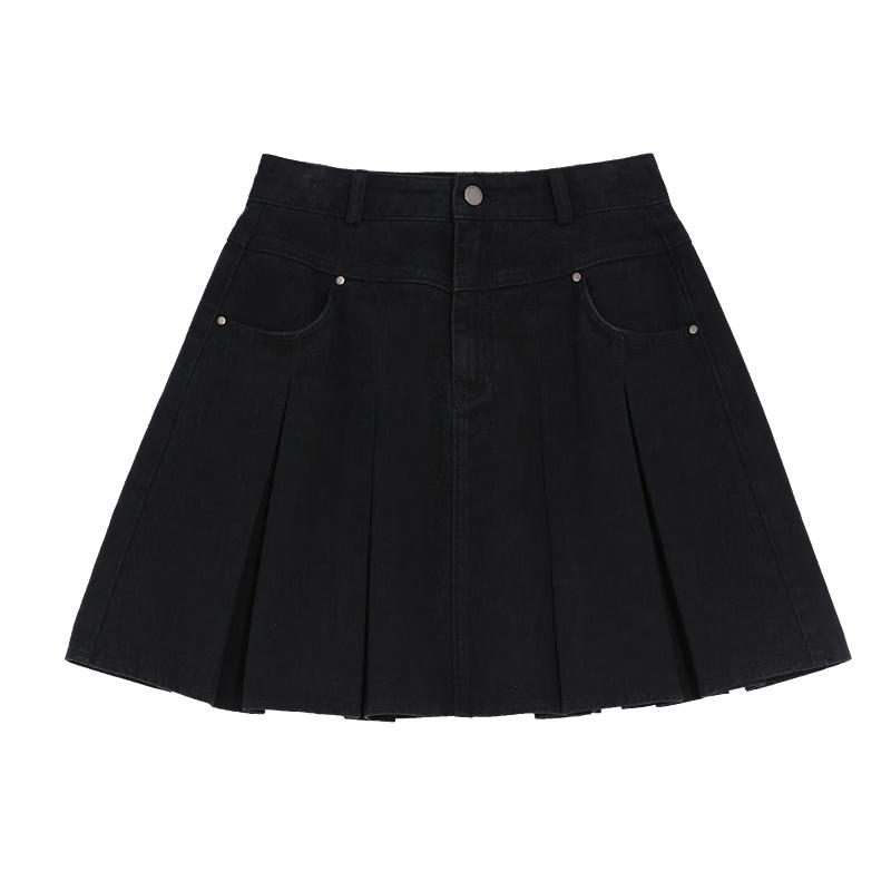 Betu Women s High-Waist Pleated Denim Mini Skirt S